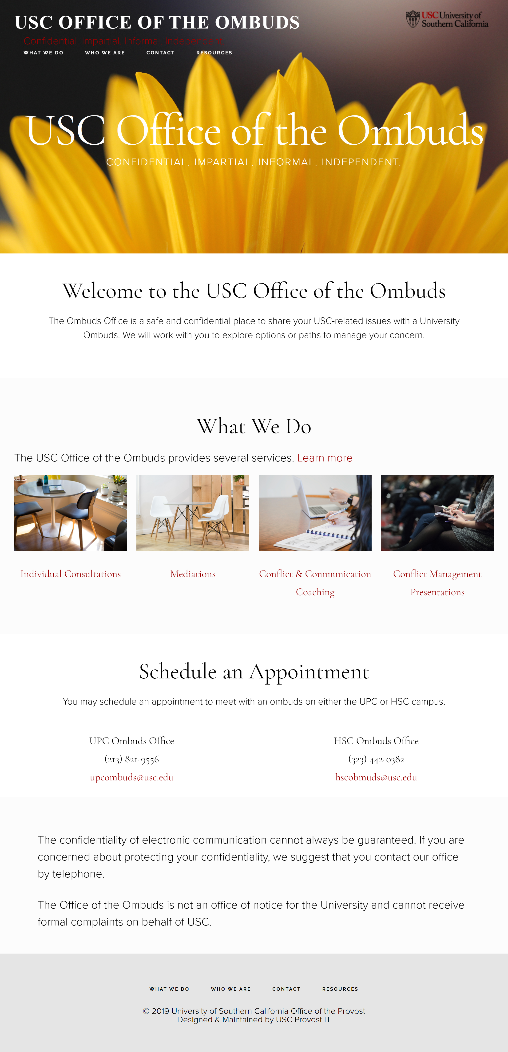 Full size image USC Office of the Ombuds Home Page