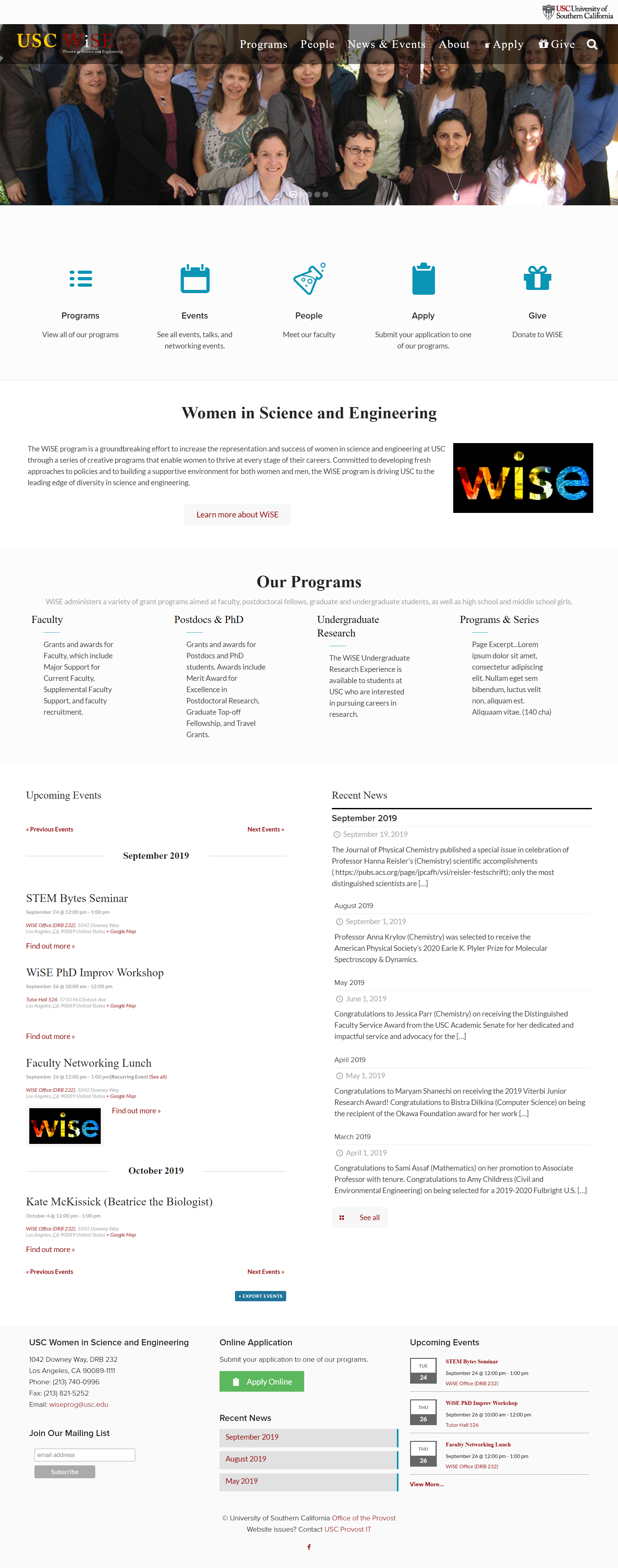 WiSE Home Page full image